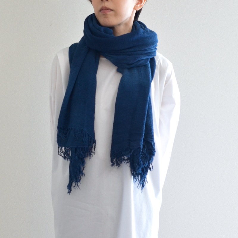 アダンの蚊帳ストールショール ワイド 天然藍