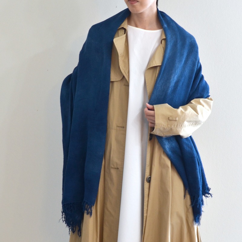 アダンの蚊帳ストールショール ワイド 天然藍