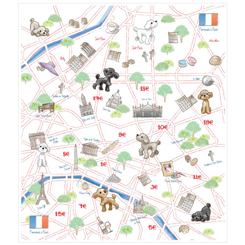 絵便りふきん フランス犬