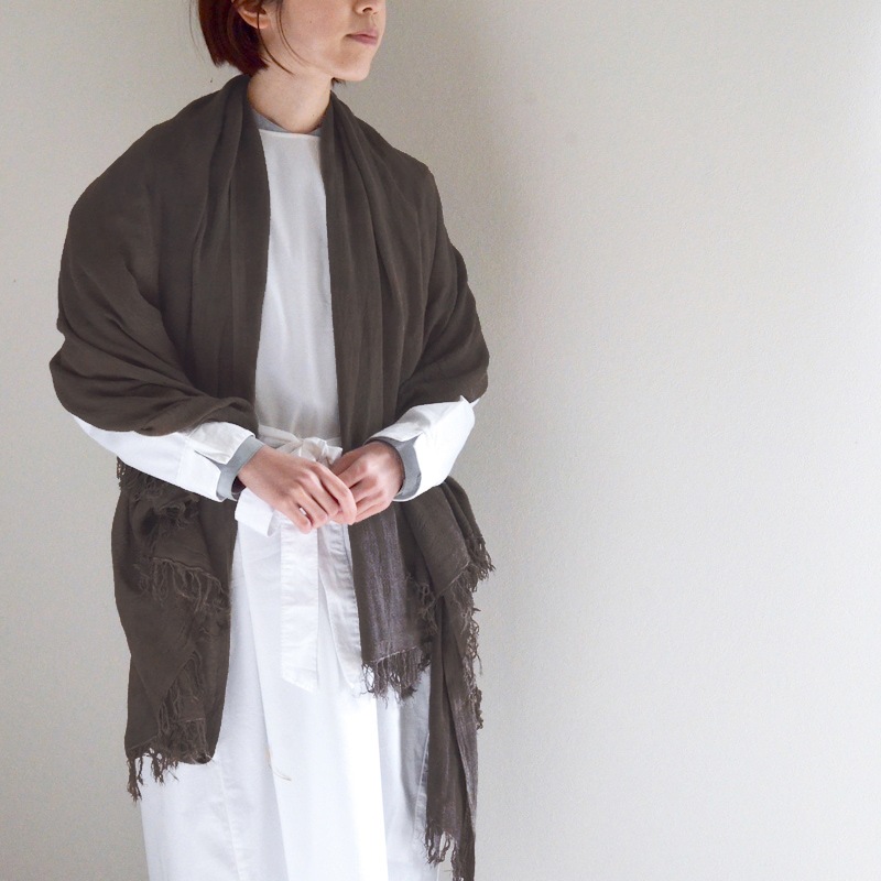 アダンの蚊帳ストールショール ワイド 墨色