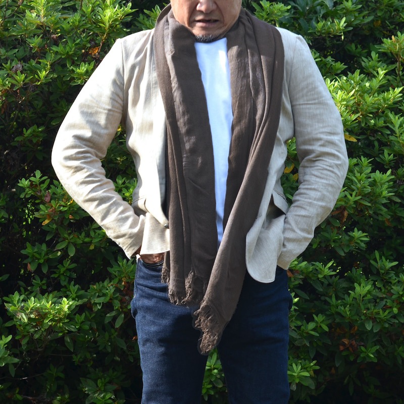 アダンの蚊帳ストールショール ワイド 墨色