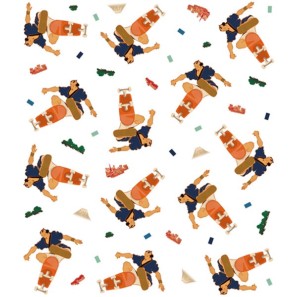 絵便りふきん スケートボード