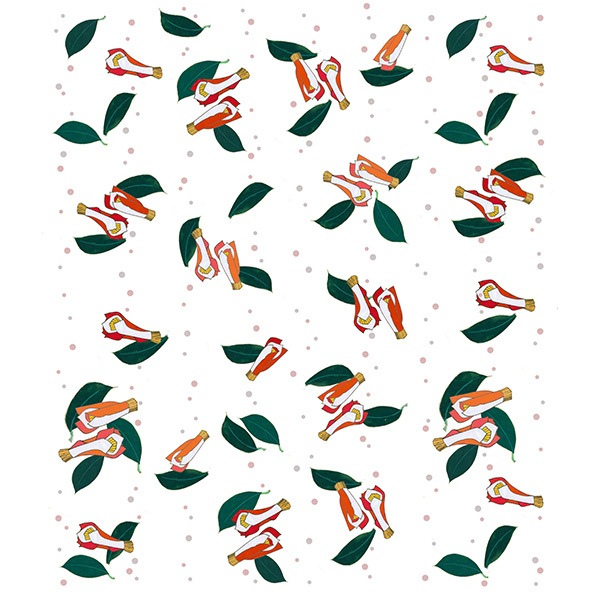 絵便りふきん 修二会椿