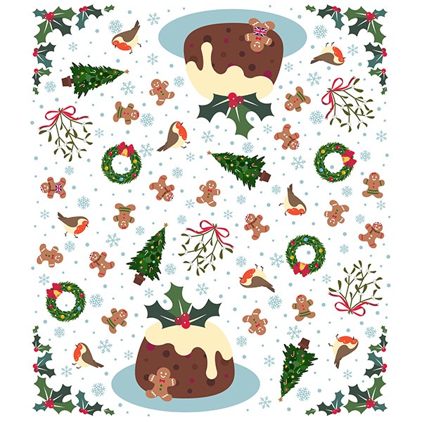 【ギフト】絵便りふきん５枚セット｜冬　＜箱入｜3,000円台＞