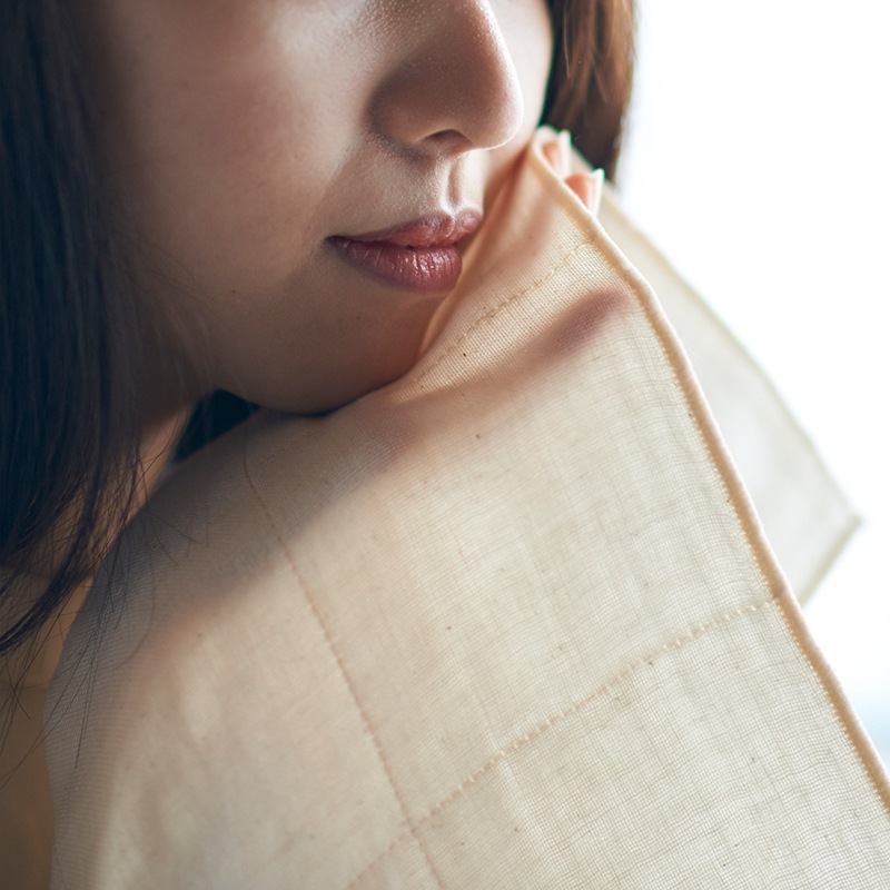 蚊帳織りフェイスタオル　オーガニックコットン　グリーン