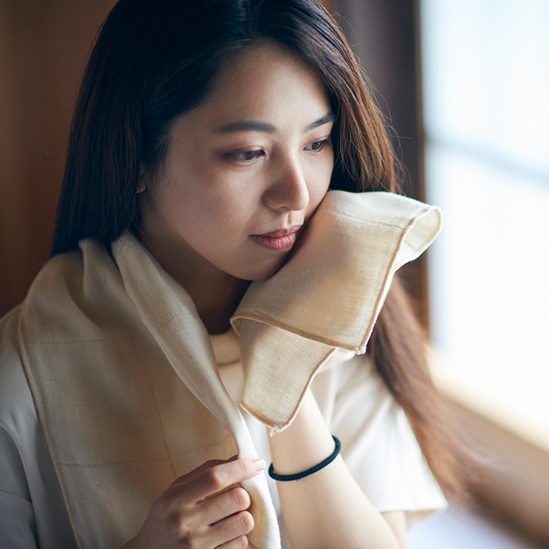 蚊帳織りフェイスタオル　オーガニックコットン　グリーン