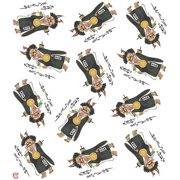 絵便りふきん　-大津絵-　鬼の念仏