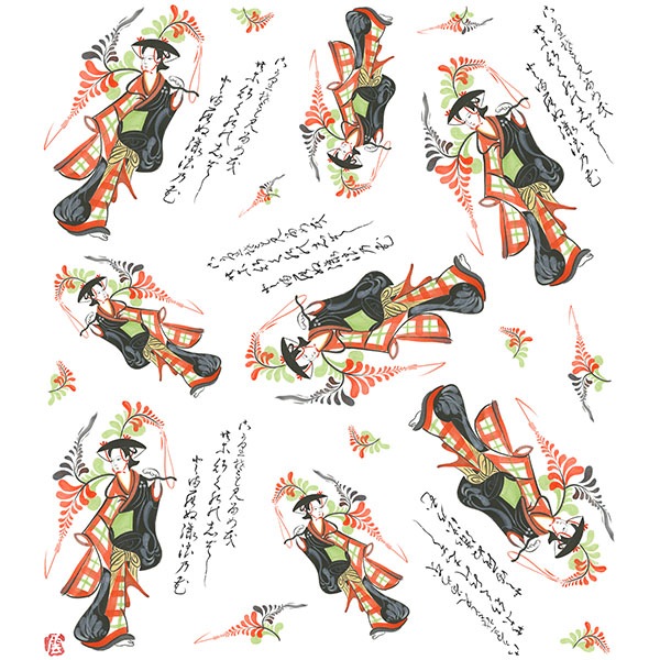 絵便りふきん　-大津絵-　藤娘