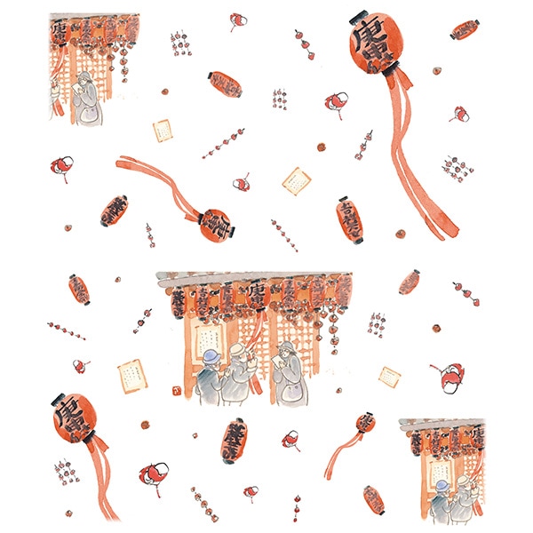 絵便りふきん 庚申堂