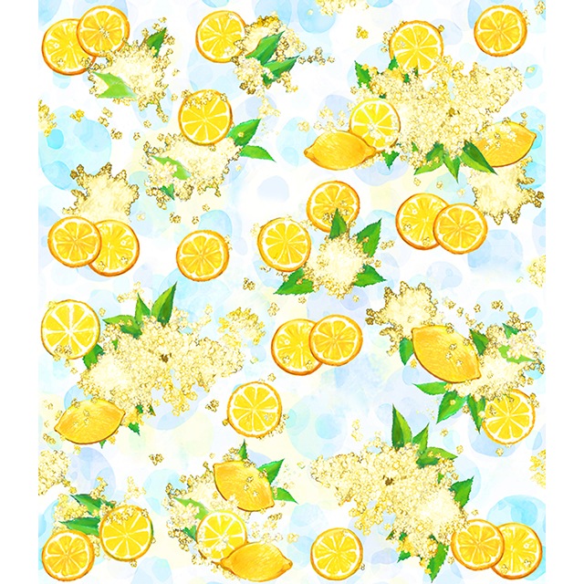 絵便りふきん　フラワーハーブ＆レモン