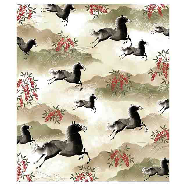 絵便りふきん　春駒