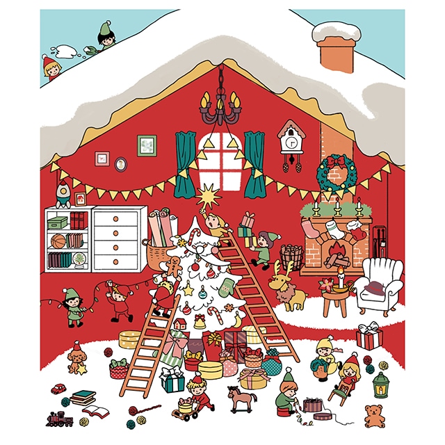 絵便りふきん もうすぐクリスマス