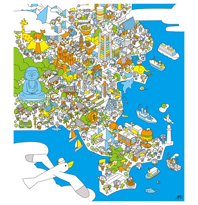 絵便りふきん　神奈川～イクタケマコト～