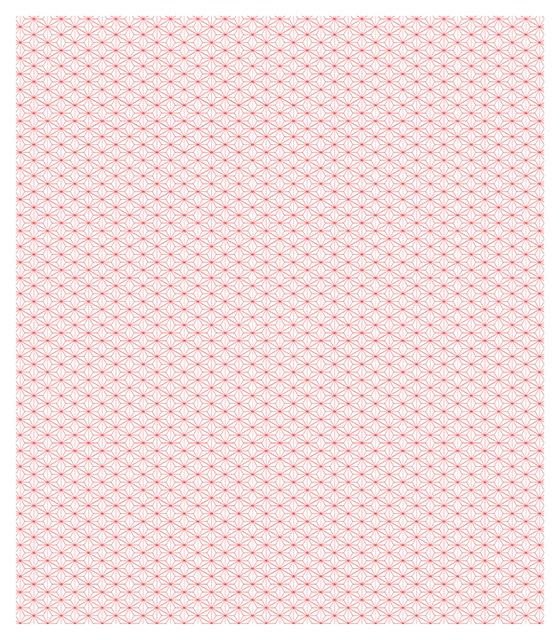 絵便りふきん　麻の葉文様-鉛丹色 （えんたんいろ）