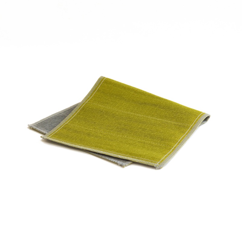 蚊帳織り　備長炭色合わせおしぼり　うぐいす