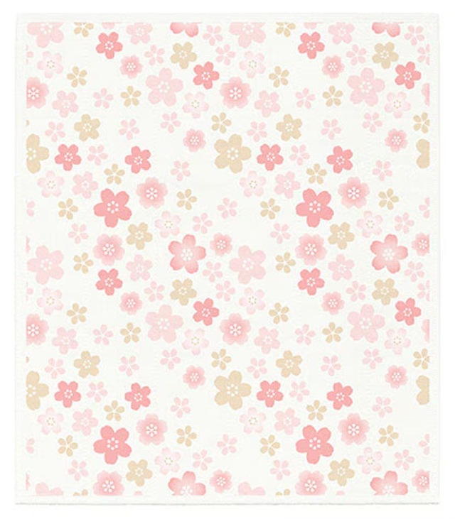 花ことば絵便りふきん　サクラ「心踊る毎日になりますように」