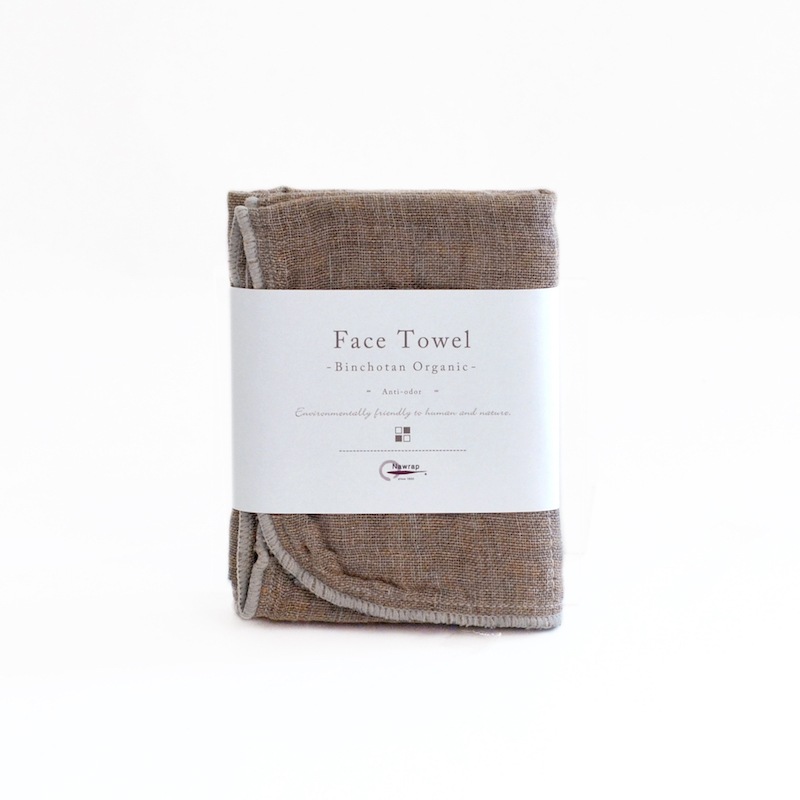 蚊帳織りタオル -ハンドタオル- 備長炭オーガニックコットン ブラウン
