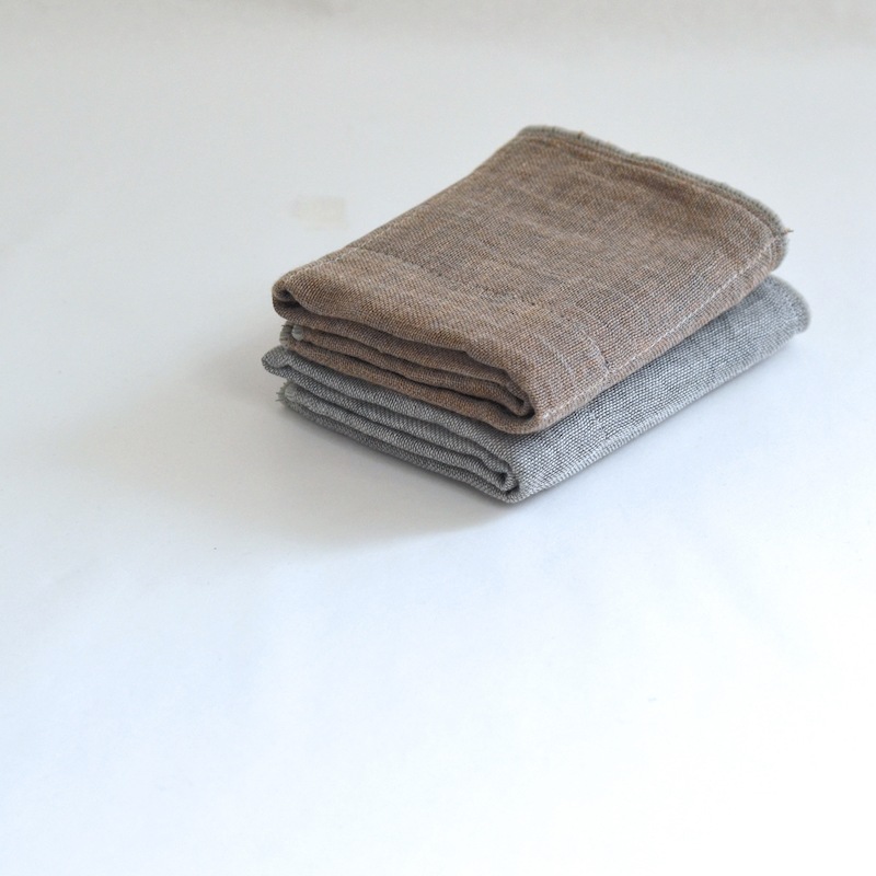 蚊帳織りタオル -ハンドタオル- 備長炭オーガニックコットン ブラウン