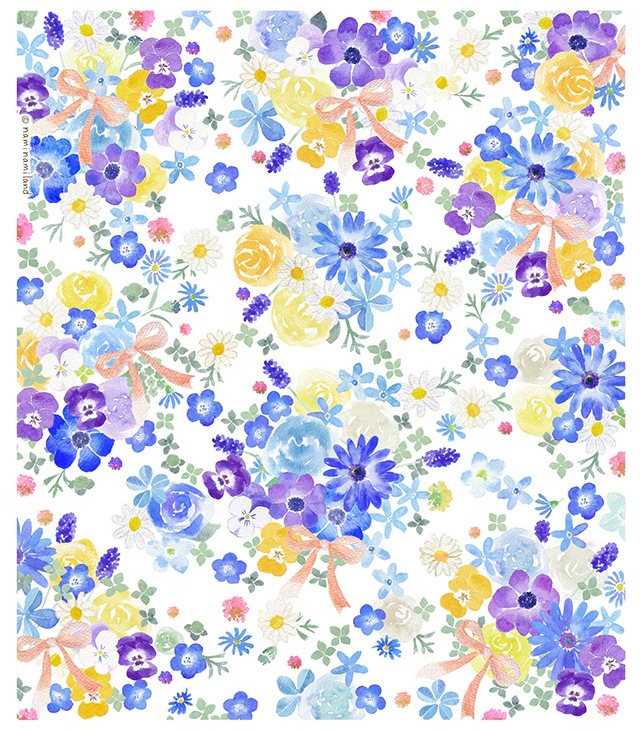 花ことば絵便りふきん　ブーケブルー「これからを応援しています」