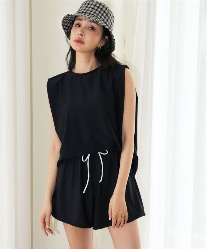 【紫外線カット率99％以上】ノースリーブ ラッシュガード 水着 セットアップ 体型カバー カバーアップ ヨガ ピラティス サウナ 温泉