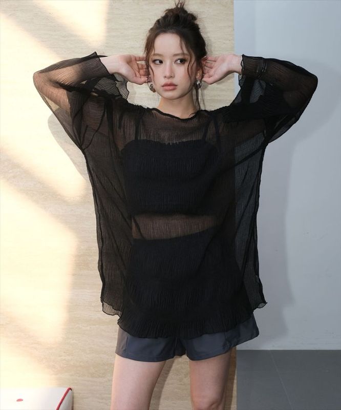 シアートップス付き シャーリングビキニ セットアップ 水着 サウナ 温泉