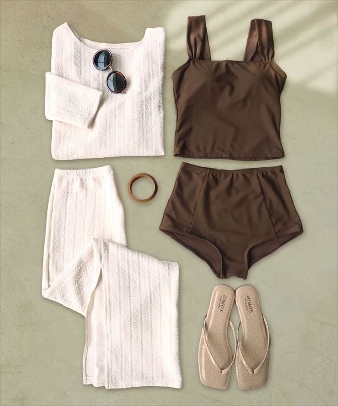 体型カバー ラッシュガード ロングスカート 付き タンキニ 水着 セットアップ