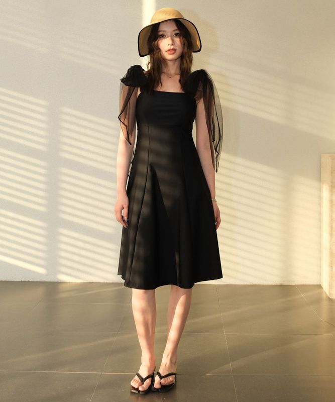 【2025年新作水着】チュールリボン ワンピース 水着