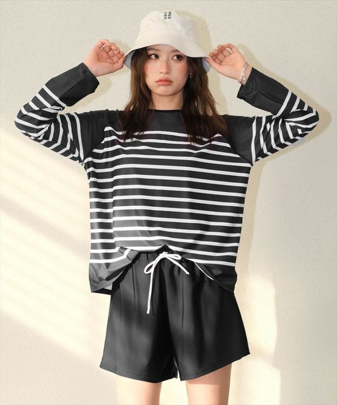 【紫外線カット率99％以上】体型カバー ラッシュガード セットアップ 水着 レディース