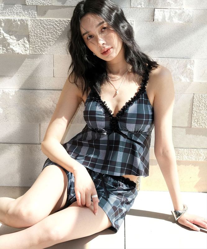 水着 レディース 体型カバー ビキニ セットアップ 3点セット キャミソール ショートパンツ