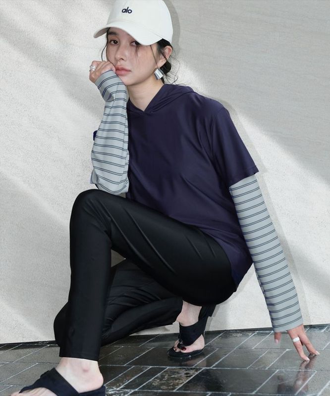 【紫外線カット率99％以上】水着 レディース 体型カバー ラッシュガード フーディー2点セット 