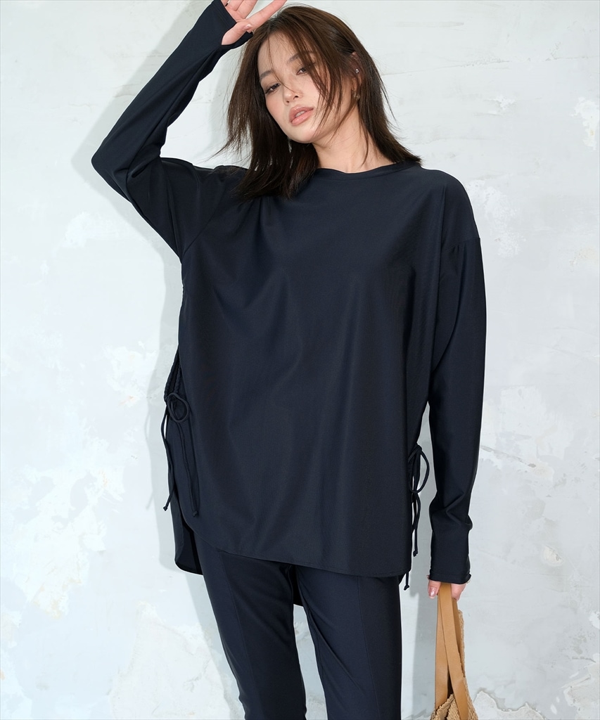 【紫外線カット率99.9％以上】体型カバー サイドギャザー ラッシュガード レギンス セットアップ 水着 ヨガ ピラティス