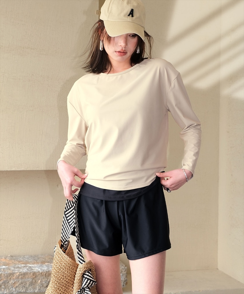 【紫外線カット率99%以上】バックシャン ラッシュガード 付き ホルターネック タンキニ 体型カバー 水着 セットアップ ヨガ ピラティス