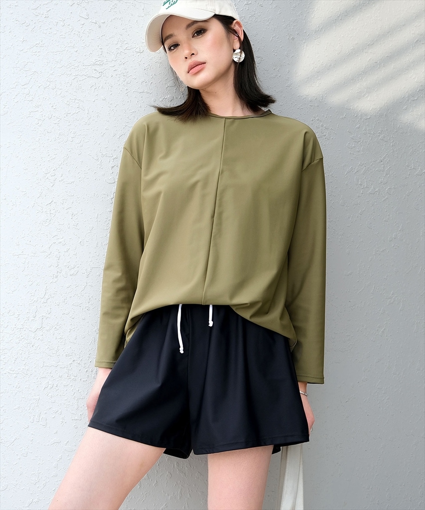 【紫外線カット率99%以上】ラッシュガード 付き フレア キャミ タンキニ 体型カバー 水着 セットアップ サウナ 温泉