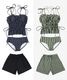 シャーリング フリル キャミソール 水着 セットアップ キャミソールビキニ ショートパンツ 3点セット