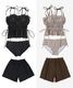 シャーリング フリル キャミソール 水着 セットアップ キャミソールビキニ ショートパンツ 3点セット