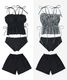 シャーリング フリル キャミソール 水着 セットアップ キャミソールビキニ ショートパンツ 3点セット