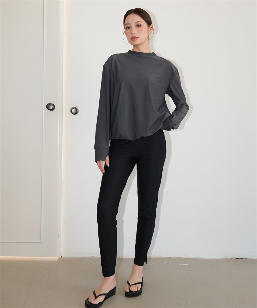 【紫外線カット率99%以上】ドロスト ラッシュガード 付き 体型カバー キャミソール 水着 セットアップ 5点セット