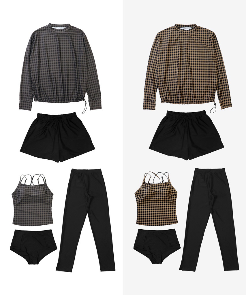 【紫外線カット率99%以上】ドロスト ラッシュガード 付き 体型カバー キャミソール 水着 セットアップ 5点セット