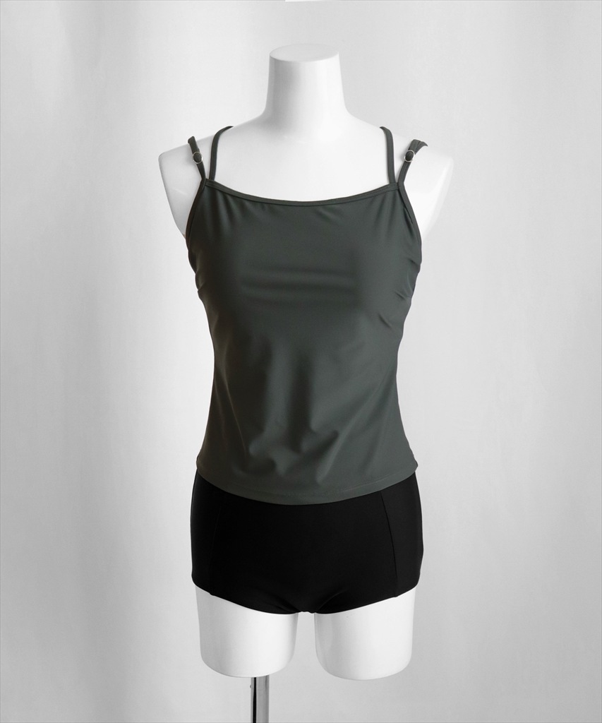 【紫外線カット率99%以上】ドロスト ラッシュガード 付き 体型カバー キャミソール 水着 セットアップ 5点セット