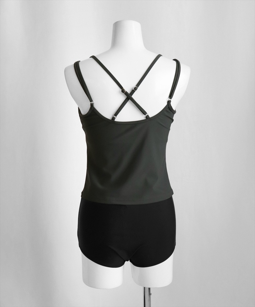 【紫外線カット率99%以上】ドロスト ラッシュガード 付き 体型カバー キャミソール 水着 セットアップ 5点セット