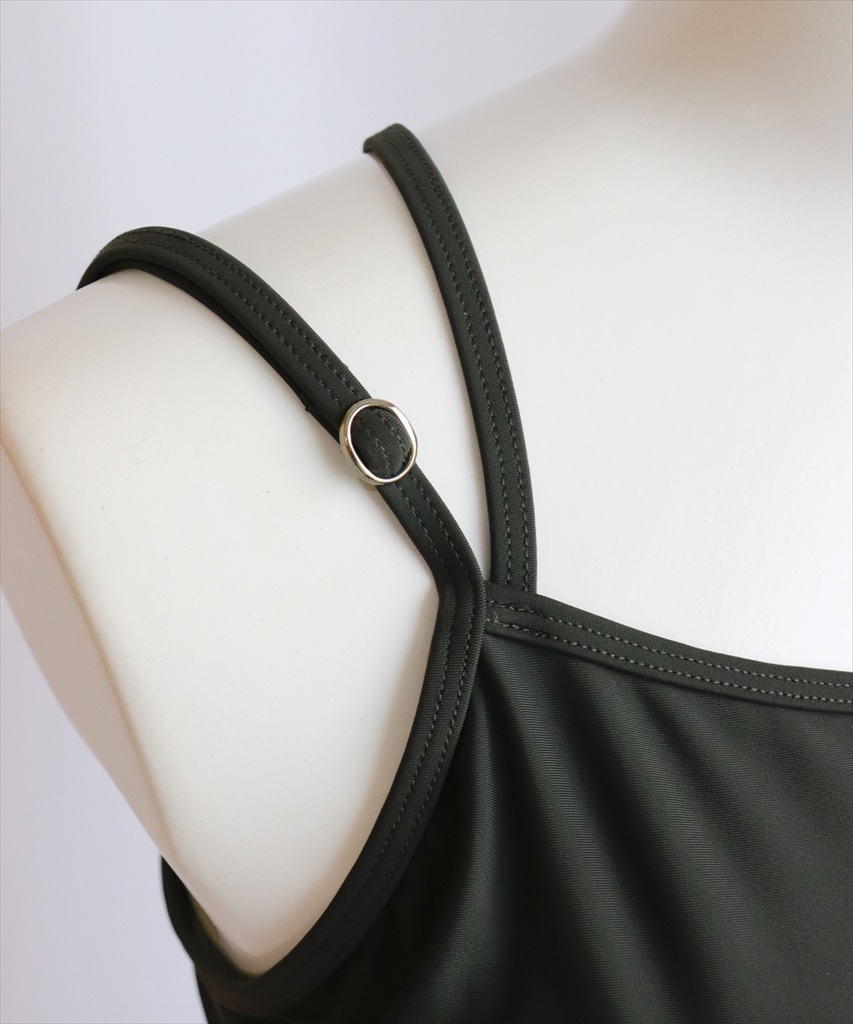 【紫外線カット率99%以上】ドロスト ラッシュガード 付き 体型カバー キャミソール 水着 セットアップ 5点セット