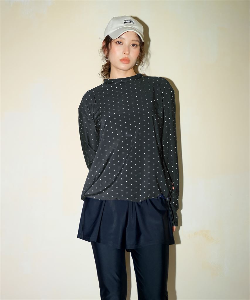 【紫外線カット率99%以上】ドロスト ラッシュガード 付き 体型カバー キャミソール 水着 セットアップ 5点セット