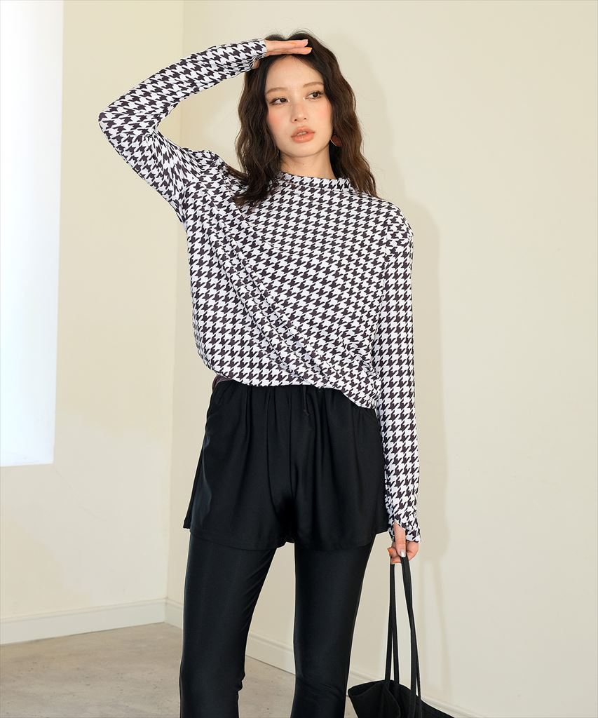 【紫外線カット率99%以上】ドロスト ラッシュガード 付き 体型カバー キャミソール 水着 セットアップ 5点セット