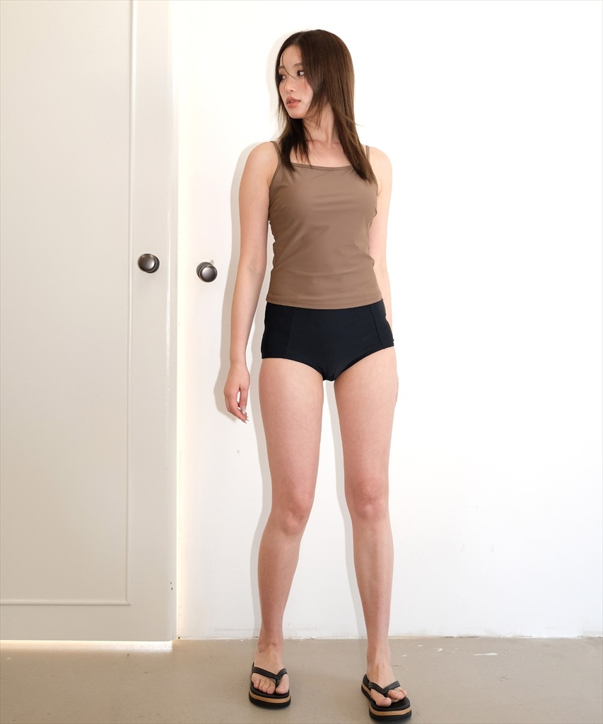 【紫外線カット率99%以上】ドロスト ラッシュガード 付き 体型カバー キャミソール 水着 セットアップ 5点セット