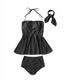 【2025年新作水着】スカーフ付き ペプラム キャミソール 水着 セットアップ 体型カバー 3点セット