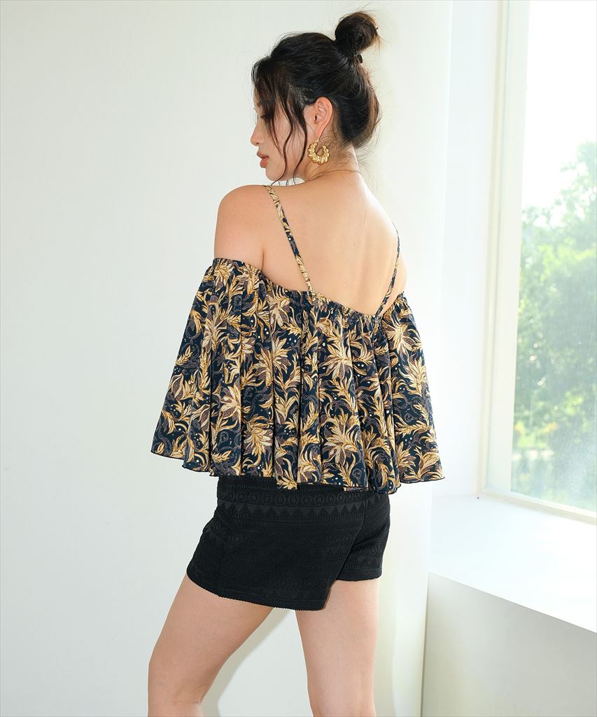 【2025年新作】カバーアップ オフショルダー キャミソール セットアップ 体型カバー レディース