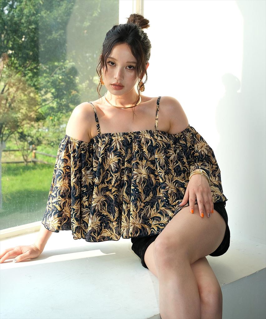 【2025年新作】カバーアップ オフショルダー キャミソール セットアップ 体型カバー レディース