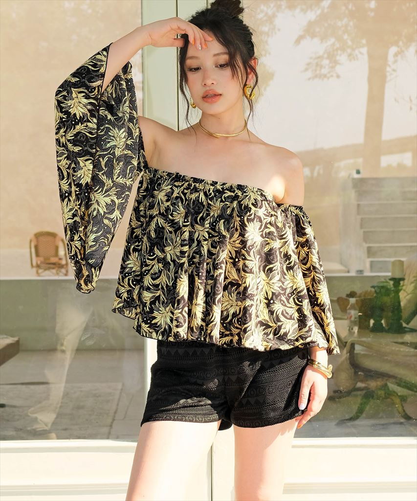 【2025年新作】カバーアップ オフショルダー キャミソール セットアップ 体型カバー レディース