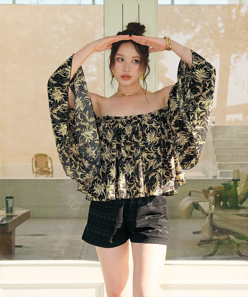 【2025年新作】カバーアップ オフショルダー キャミソール セットアップ 体型カバー レディース