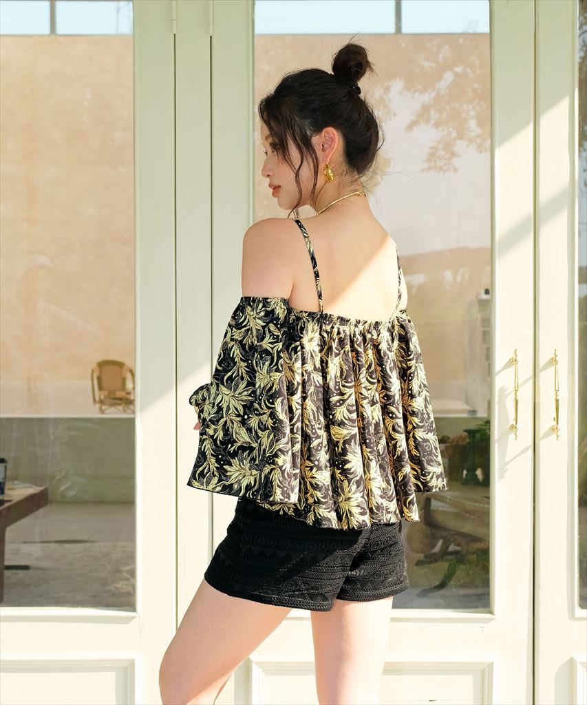 【2025年新作】カバーアップ オフショルダー キャミソール セットアップ 体型カバー レディース